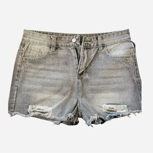 Women's Distressed Gray Jean Shorts